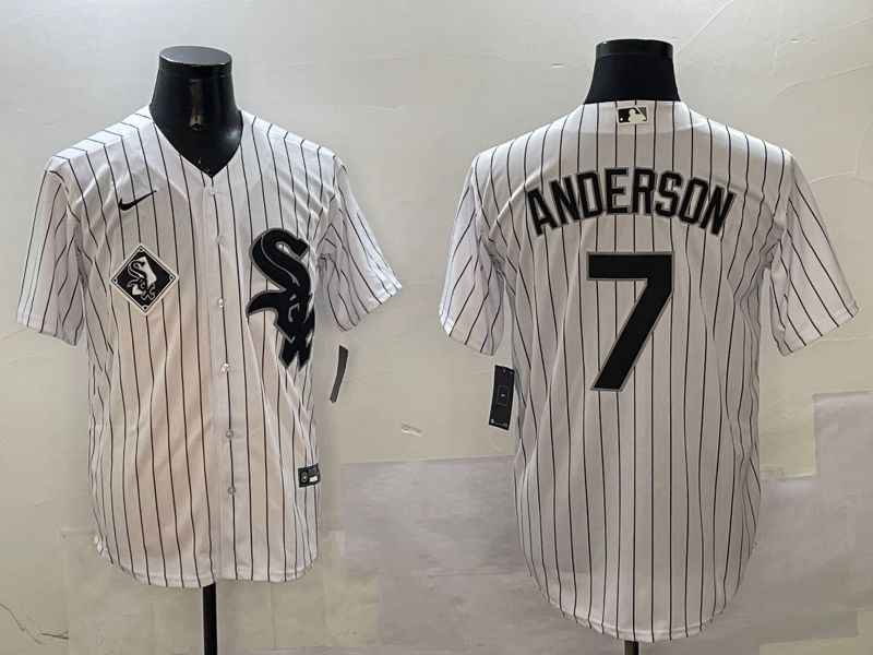 Men Chicago White Sox #7 Anderson White Stripe Game 2025 Nike MLB Jersey style 5